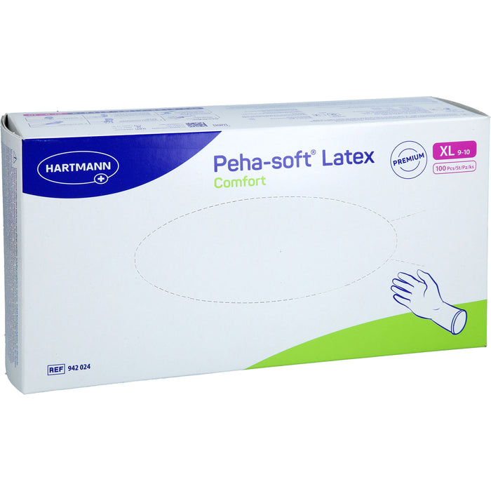 Peha-soft Latex Comfort Untersuchungshandschuhe unsteril puderfrei Gr. XL, 100 St. Handschuhe