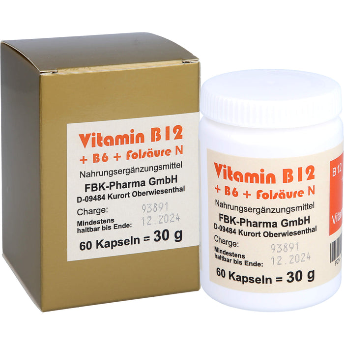 Bioxera Vitamin B12 + B6 + Folsäure N Kapseln, 60 pc Capsules