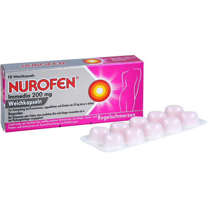 Nurofen Immedia Weichkapseln bei Regelschmerzen ab 6 Jahren 200mg, 10 pc Capsules