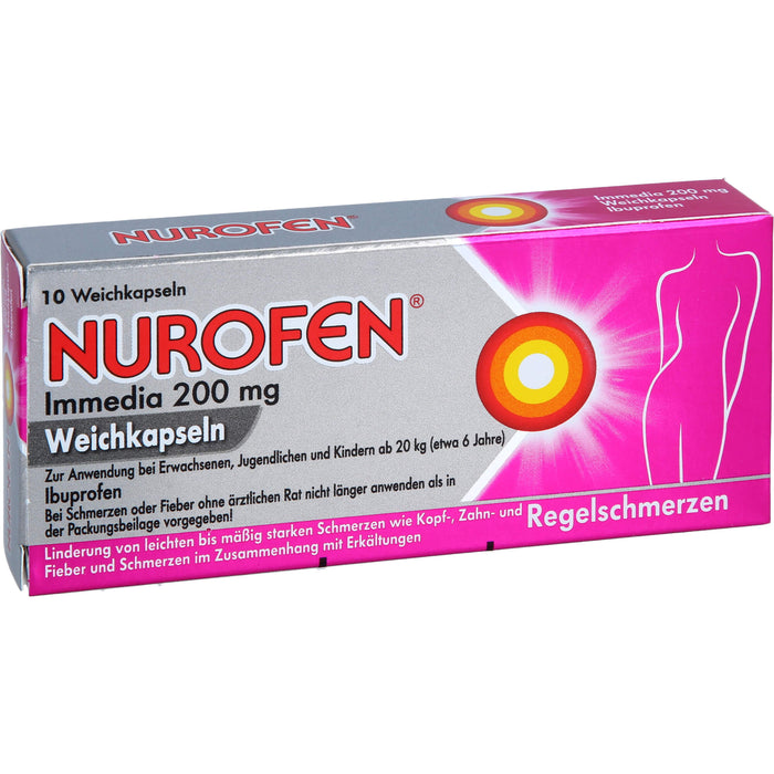 Nurofen Immedia Weichkapseln bei Regelschmerzen ab 6 Jahren 200mg, 10 pc Capsules