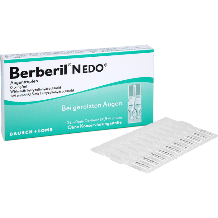 Berberil N EDO Augentropfen bei gereizten Augen, 10 pcs. Single-dose pipettes