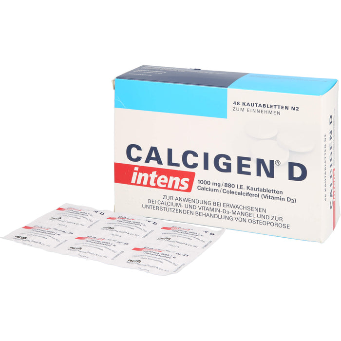 Calcigen D intens 1000 mg / 880 I.E. Kautabletten bei Calcium und Vitamin D3-Mangel, 48 pc Tablettes