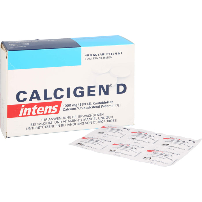 Calcigen D intens 1000 mg / 880 I.E. Kautabletten bei Calcium und Vitamin D3-Mangel, 48 pcs. Tablets