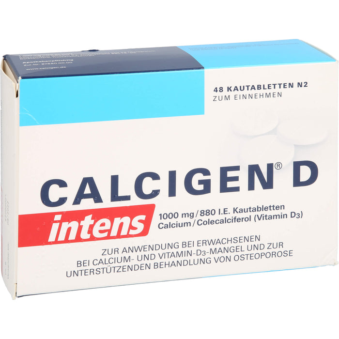 Calcigen D intens 1000 mg / 880 I.E. Kautabletten bei Calcium und Vitamin D3-Mangel, 48 pc Tablettes