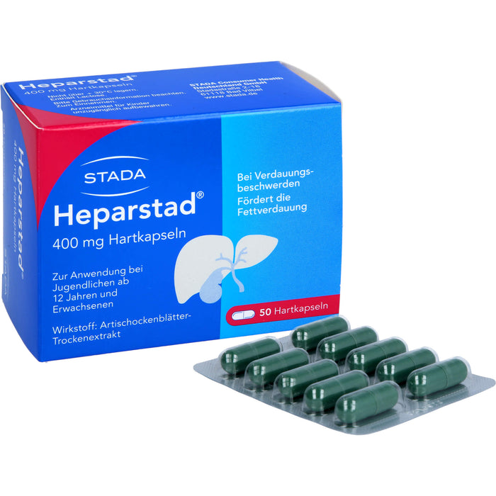 STADA Heparstad 400 mg Hartkapseln bei Verdauungsbeschwerden, fördert die Fettverdauung, 50 pc Capsules