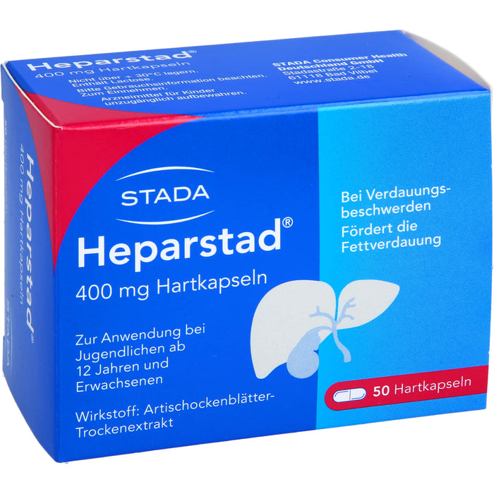 STADA Heparstad 400 mg Hartkapseln bei Verdauungsbeschwerden, fördert die Fettverdauung, 50 pc Capsules