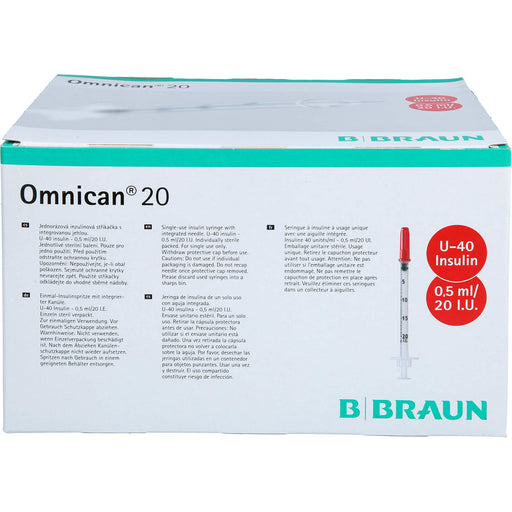 Omnican® 20 0,5ml Insulinspritzen, 20 I.E. Nennvolumen, U-40 Insulin; 0,30x8mm, 100X1 St SRI