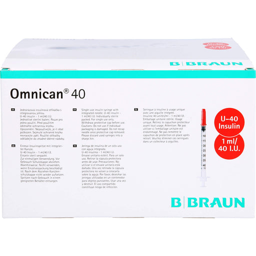 Omnican® 40 1,0ml Insulinspritzen, 40 I.E. Nennvolumen, U-40 Insulin; 0,30x12mm, 100X1 St SRI