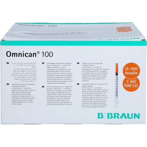 Omnican  100 1ml Insulinspritzen, 100 I.E. Nennvolumen, U-100 Insulin; 0,30x8mm, 100 St. Spritzen