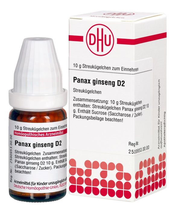 Panax ginseng D2 DHU Globuli, 10 g Globules