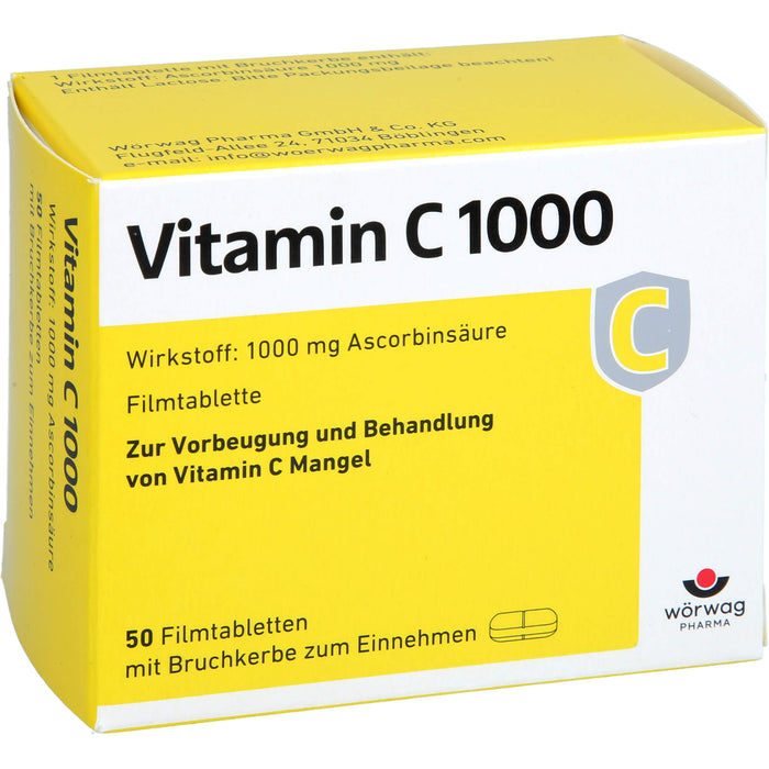 Vitamin C 1000 Wörwag Pharma, 50 pc Tablettes