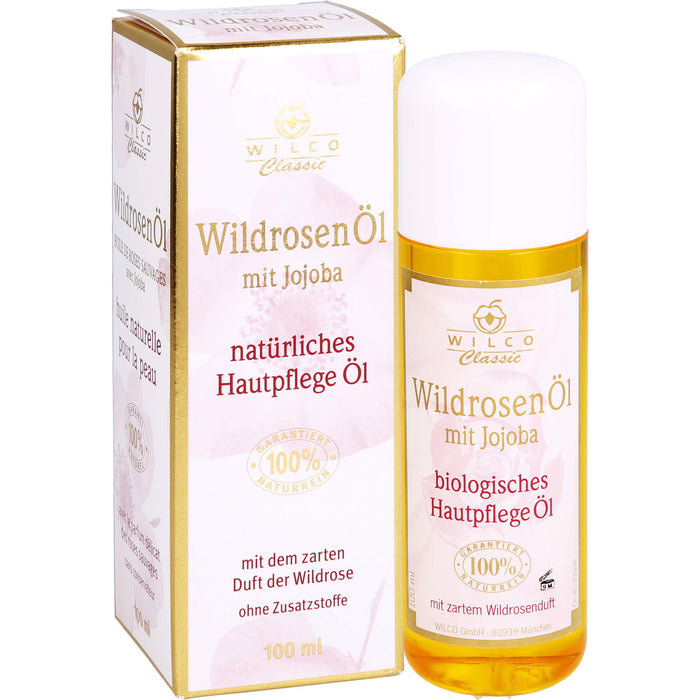 WILCO Wildrosen Öl 100% naturrein mit Jojoba, 100 ml Öl
