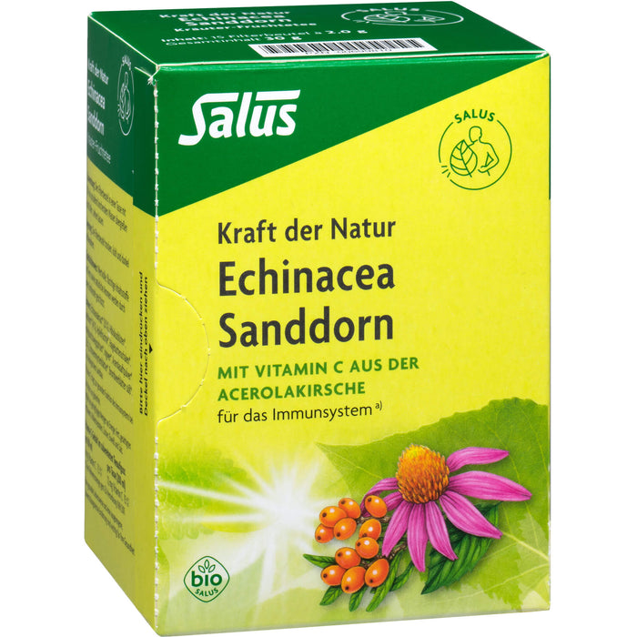 Salus Kraft der Natur Echinacea Sanddorn Kräuter-Früchtetee für das Immunsystem mit natürlichem Vitamin C aus der Acerolakirsche, 15 pc Sac filtrant