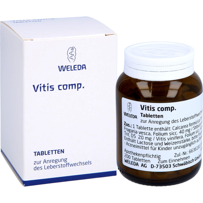 WELEDA Vitis comp. Tabletten zur Anregung des Leberstoffwechsels, 200 pc Tablettes