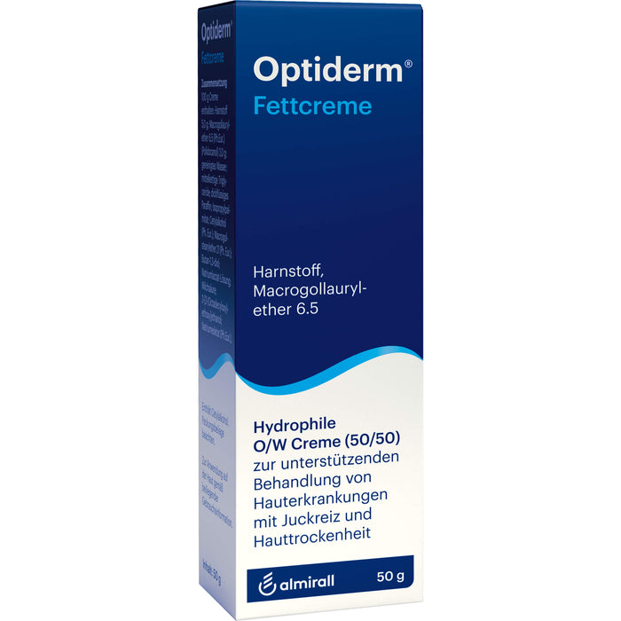Optiderm Fettcreme bei Hauterkrankungen mit Juckreiz und Hauttrockenheit, 50 g Creme