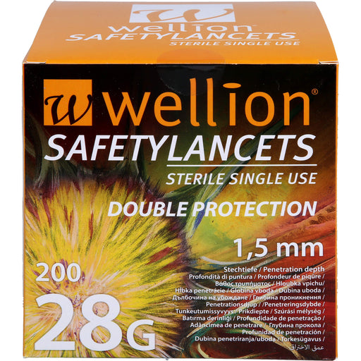 Wellion Safetylancets 28 G Sicherheitseinmallanzetten, 200 St. Packung