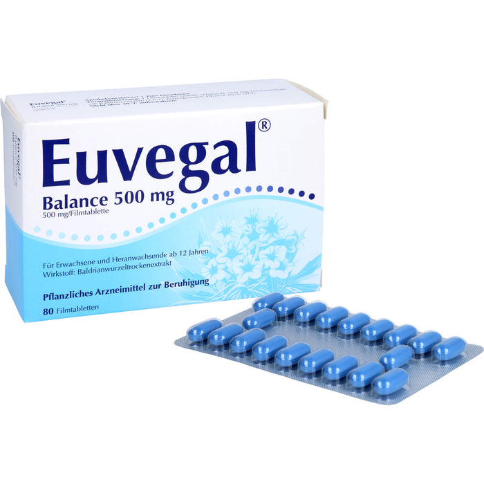Euvegal Balance 500 mg Filmtabletten zur Beruhigung, 80 St. Tabletten