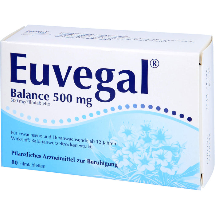 Euvegal Balance 500 mg Filmtabletten zur Beruhigung, 80 St. Tabletten