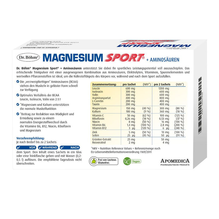 Dr. Böhm Magnesium Sport + Aminosäuren, 14 pc Granules