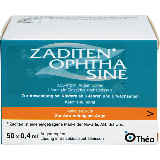 Zaditen ophtha sine 0,25 mg/ml kohlpharma Augentropfen in Einzeldosisbehältnissen, 50 St. Einzeldosispipetten