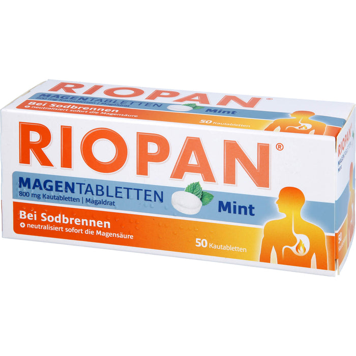 RIOPAN Magentabletten bei Sodbrennen Kautabletten Mint, 50 pc Tablettes