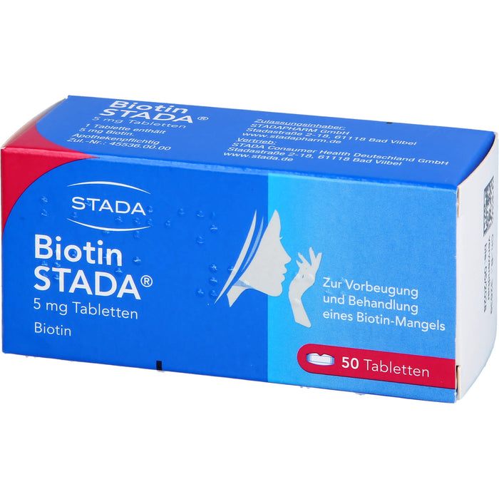 STADA Biotin Tabletten zur Vorbeugung und Behandlung eines Biotin-Mangels, 50 pc Tablettes