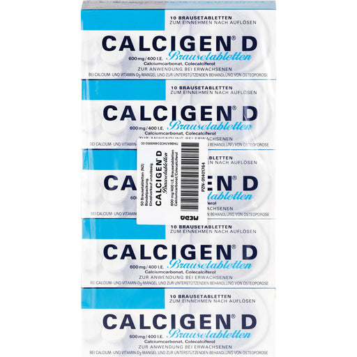 Calcigen D 600 mg/400 I.E. Brausetabletten, 50 St. Brausetabletten