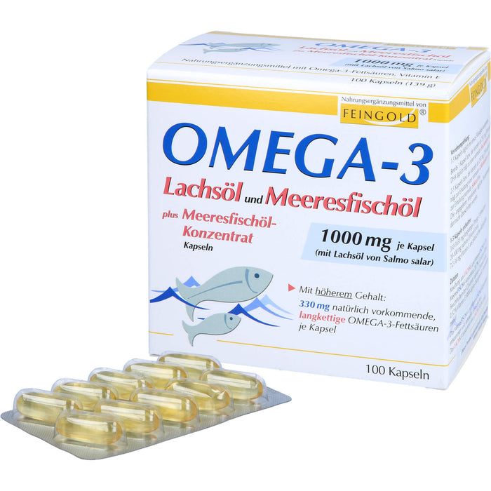 Omega-3 Lachsöl und Meeresfischöl Kapseln, 100 pc Capsules