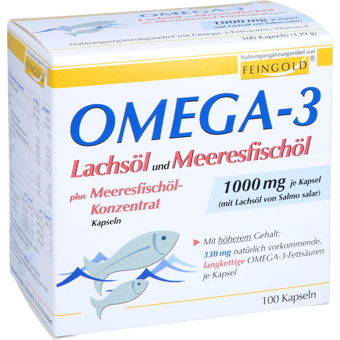 Omega-3 Lachsöl und Meeresfischöl Kapseln, 100 pcs. Capsules