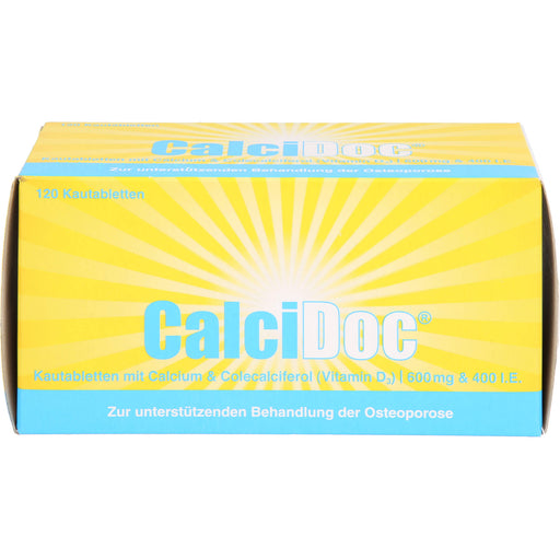 CalciDoc 600 mg/400 I.E. Kautabletten zur unterstützenden Behandlung der Osteoporose, 120 St. Tabletten