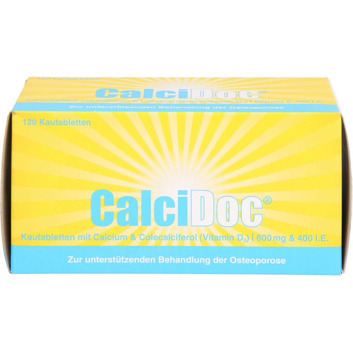 CalciDoc 600 mg/400 I.E. Kautabletten zur unterstützenden Behandlung der Osteoporose, 120 St. Tabletten