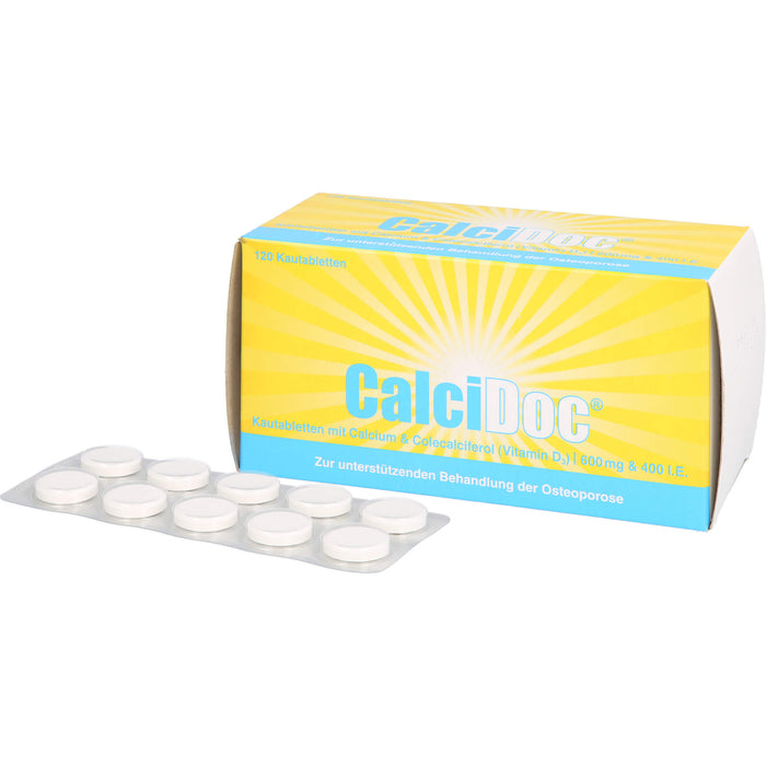 CalciDoc 600 mg/400 I.E. Kautabletten zur unterstützenden Behandlung der Osteoporose, 120 pcs. Tablets