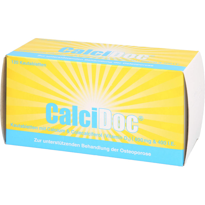 CalciDoc 600 mg/400 I.E. Kautabletten zur unterstützenden Behandlung der Osteoporose, 120 pcs. Tablets