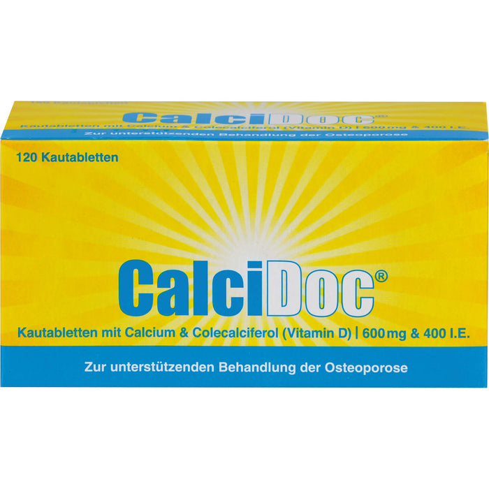 CalciDoc 600 mg/400 I.E. Kautabletten zur unterstützenden Behandlung der Osteoporose, 120 pcs. Tablets