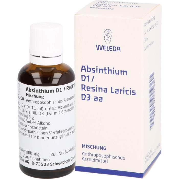 Absinthium D1 Resina laricis D3 WELEDA aa Dilution, 50 ml Mischung