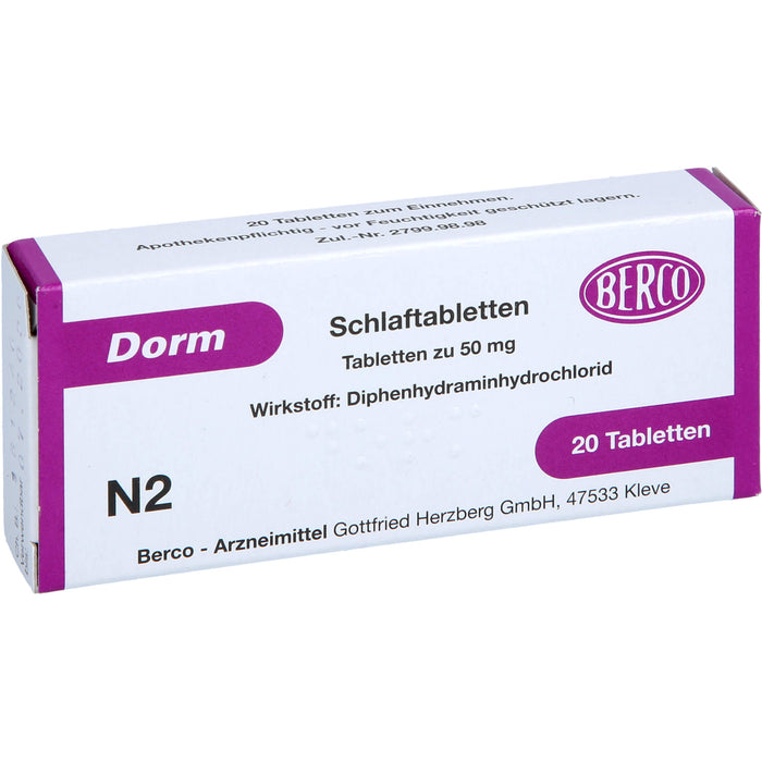 Dorm Schlaftabletten, 20 pc Tablettes
