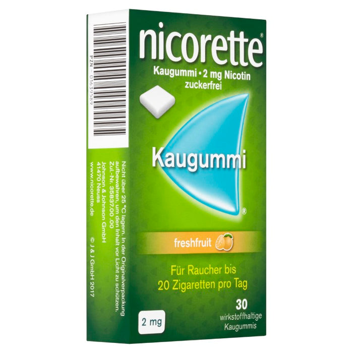 nicorette Kaugummi 2 mg Nicotin zuckerfrei freshfruit, 30 pc Gomme à mâcher