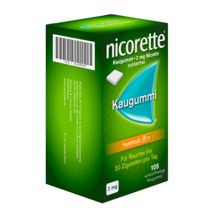nicorette Kaugummi 2 mg Nicotin zuckerfrei freshfruit, 105 St. Kaugummi