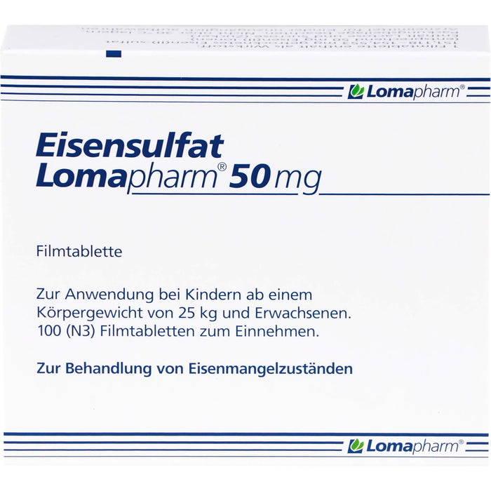 Eisensulfat Lomapharm 50 mg, Filmtablette, 100 pc Tablettes