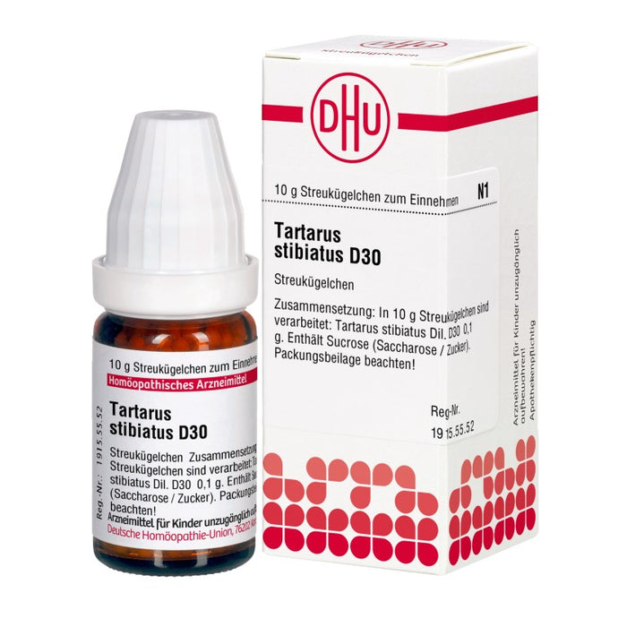 Tartarus stibiatus D30 DHU Globuli, 10 g Globules