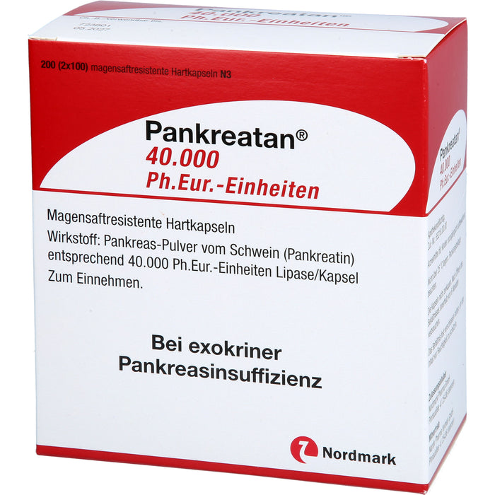 Nordmark Pankreatan 40.000 Kapseln bei exokriner Pankreasinsuffizienz, 200 pcs. Capsules