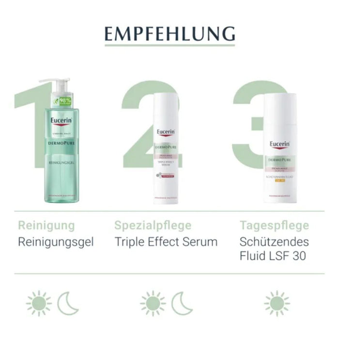 Eucerin Dermopure Triple Effect Gesichtsserum gegen unreine Haut, Pickelmale und glänzende Haut, 40 ml Solution