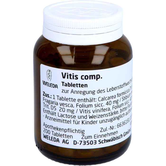 WELEDA Vitis comp. Tabletten zur Anregung des Leberstoffwechsels, 200 pc Tablettes