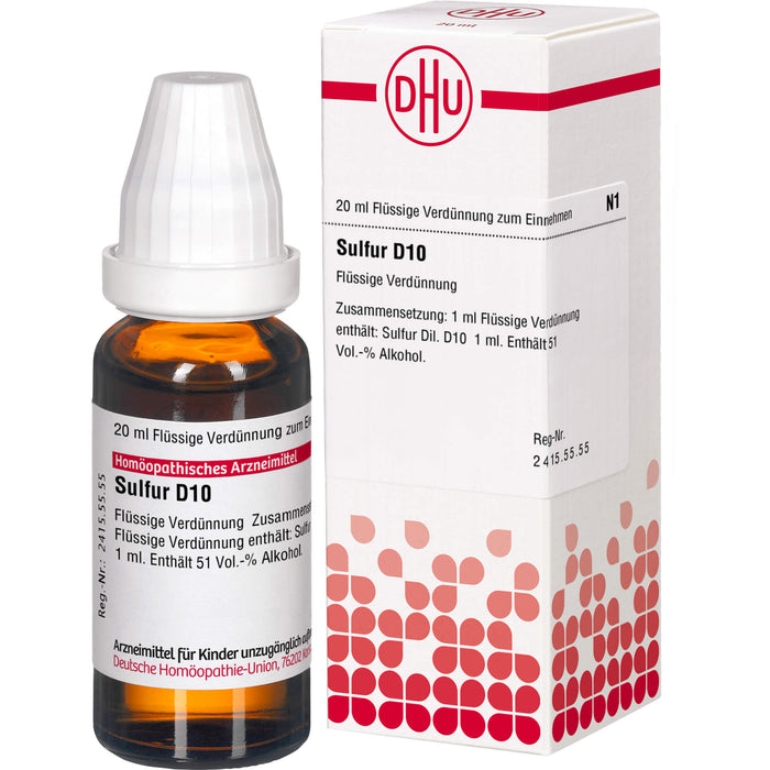 Sulfur D10 DHU Dilution, 20 ml Solution