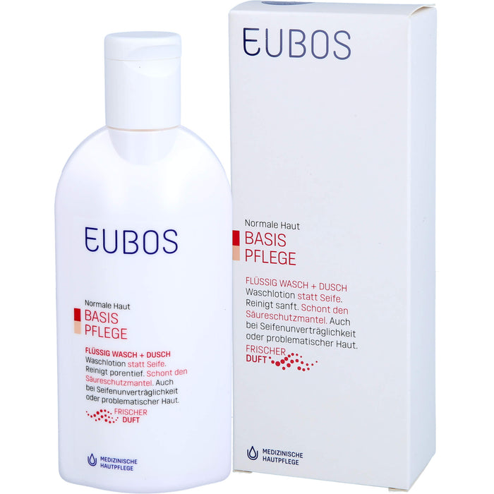 EUBOS flüssige Waschlotion für normale Haut rot mit frischem Duft, 200 ml Lösung