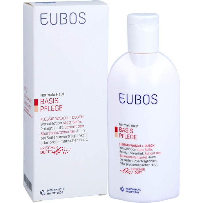 EUBOS flüssige Waschlotion für normale Haut rot mit frischem Duft, 200 ml Solution