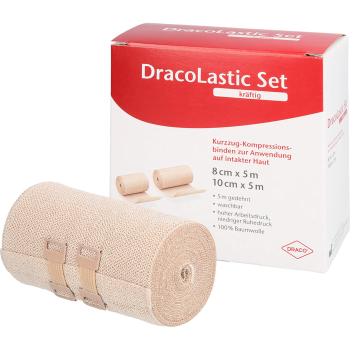 DracoLastic Set kräftig Kurzzug-Kompressions-Binden 8 cm x 5 m und 10 cm x 5 m, 2 pc Paquet