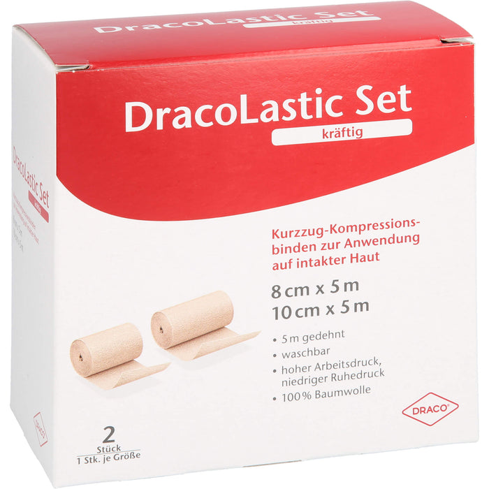 DracoLastic Set kräftig Kurzzug-Kompressions-Binden 8 cm x 5 m und 10 cm x 5 m, 2 pc Paquet