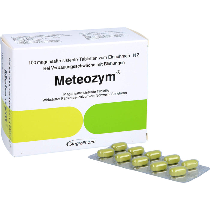 Meteozym Filmtabletten bei Verdauungsschwäche mit Blähungen, 100 pc Tablettes