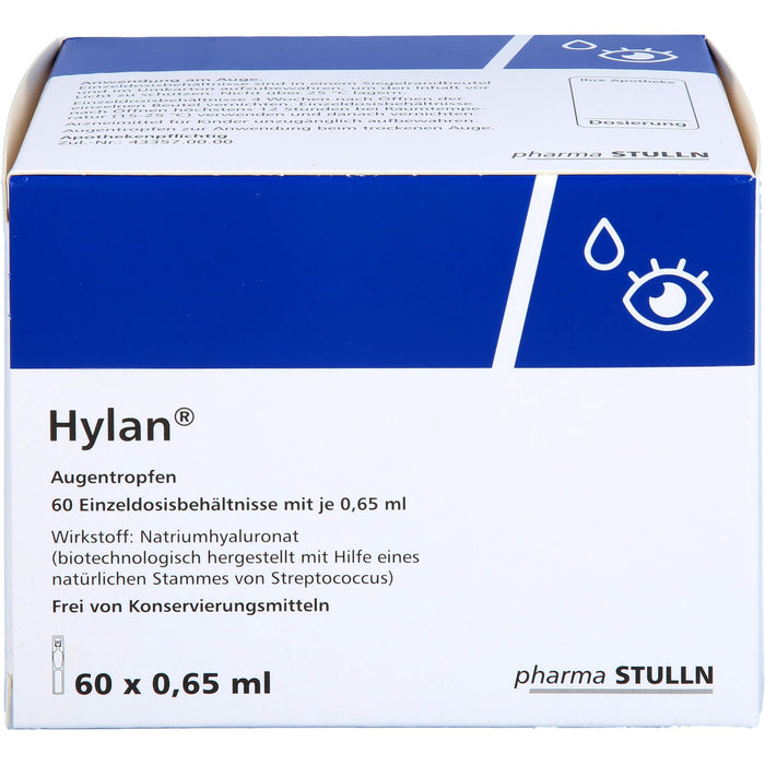 Hylan Augentropfen zur symptomatischen Behandlung beim trockenen Auge, 60 St. Lösung